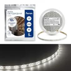 Cветодиодная LED лента Feron LS603, 60SMD(2835)/м 4.8Вт/м  5м IP20 12V 4000К