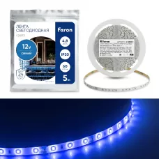 Cветодиодная LED лента Feron LS603, 60SMD(2835)/м 4.8Вт/м  5м IP20 12V синий
